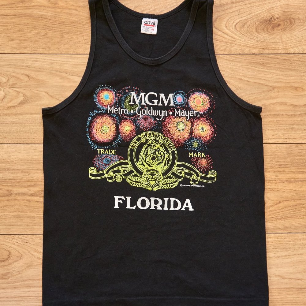 MGM Metro Goldwyn Mayer Florida Black Men's Vintage Tank, Single Stitch, Size M